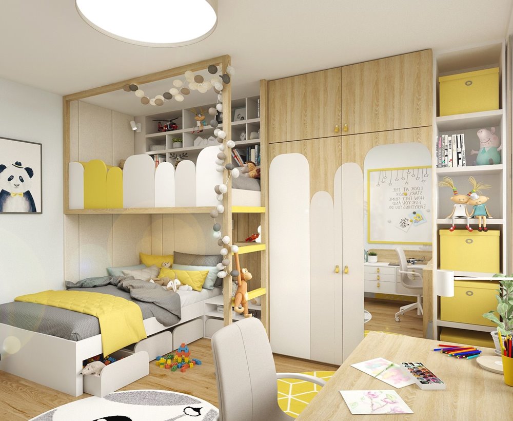 Yellow and grey on sale childrens bedroom